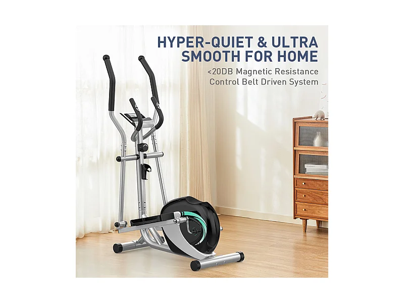 Vélo elliptique pour la Maison, crosstrainer shox avec écran LCD, 8 Niveaux Résistance, Max 120 kg, 98x49x150cm