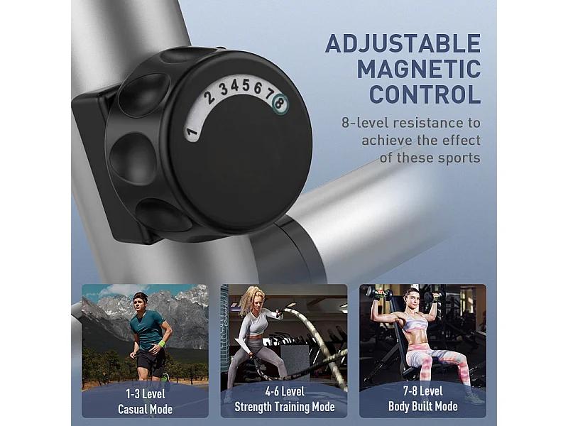 Vélo elliptique pour la Maison, crosstrainer shox avec écran LCD, 8 Niveaux Résistance, Max 120 kg, 98x49x150cm