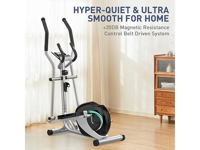 Vélo elliptique pour la Maison, crosstrainer shox avec écran LCD, 8 Niveaux Résistance, Max 120 kg, 98x49x150cm