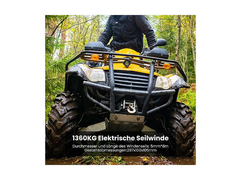 Elektrische Winde 1360 kg - 12 V 900W - mit Funkfernbedienung - Stahlseil Φ0,5 x 800 cm - zum Abschleppen