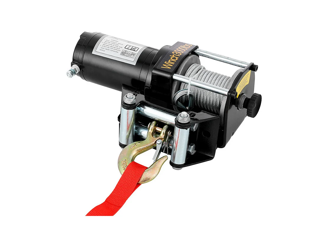 Guincho elétrico 1360 kg - 12 V 900W - com telecomando sem fios - cabo de aço Φ0,5 x 800 cm - para reboque