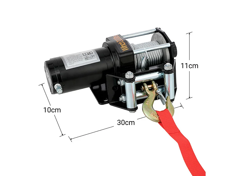 Elektrische lier 1360 kg - 12 V 900W - met draadloze afstandsbediening - stalen kabel Φ0,5 x 800 cm - voor takelen