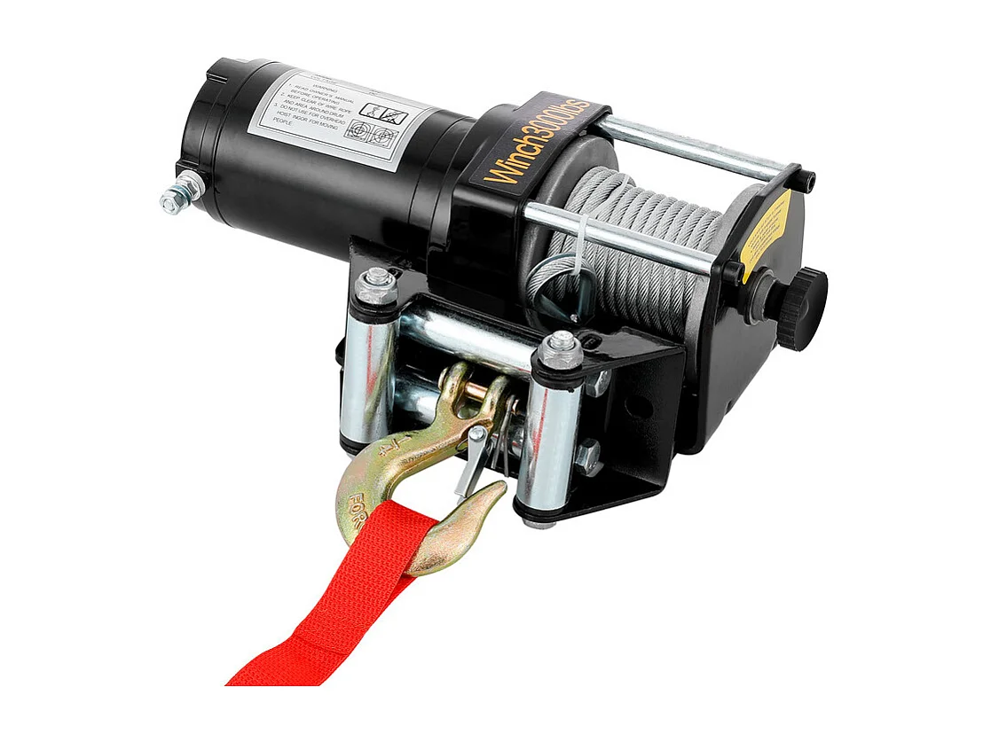 Elektrische lier 1360 kg - 12 V 900W - met draadloze afstandsbediening - stalen kabel Φ0,5 x 800 cm - voor takelen