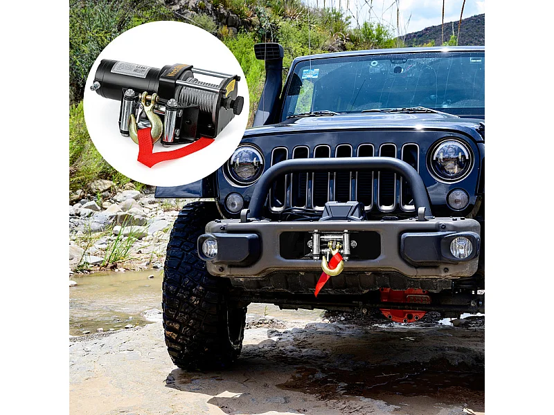 Elektrische Winde 1360 kg - 12 V 900W - mit Funkfernbedienung - Stahlseil Φ0,5 x 800 cm - zum Abschleppen