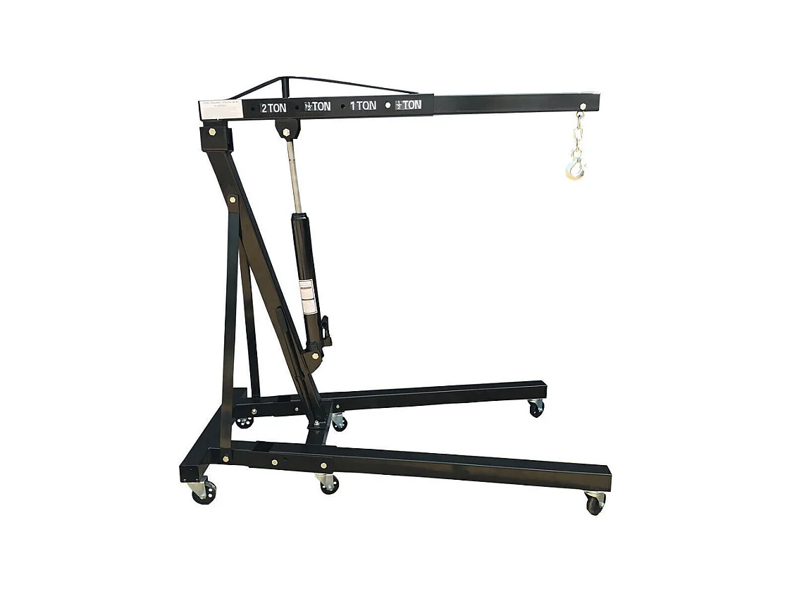Grue d’atelier – charge max 2000 kg – levage 0-1830 mm - Hydraulique - Pliable - avec 6 roues pivotantes -  165x99x150CM