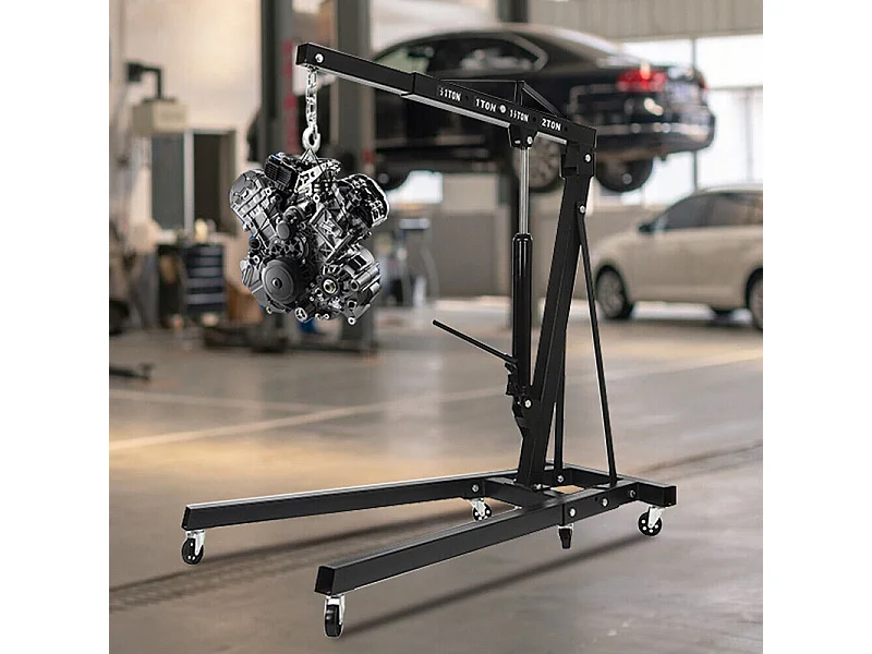 Grue d’atelier – charge max 2000 kg – levage 0-1830 mm - Hydraulique - Pliable - avec 6 roues pivotantes -  165x99x150CM