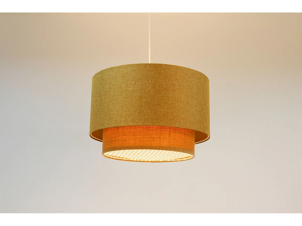 Suspension Duo avec diffuseur en rotin