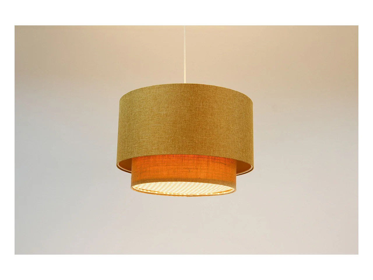 Suspension Duo avec diffuseur en rotin