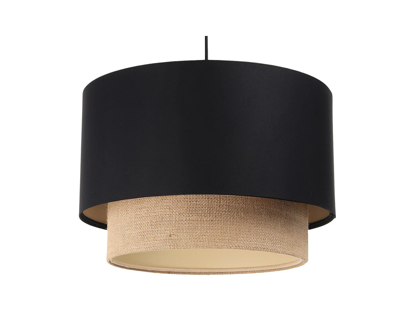 Suspension Duo Boho Jute Naturel, Satin noir