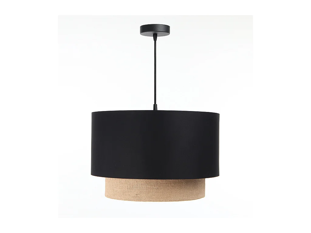 Suspension Duo Boho Jute Naturel, Satin noir