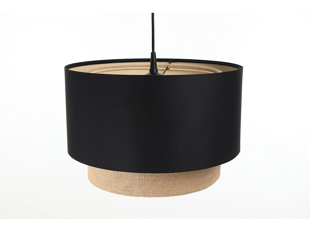 Suspension Duo Boho Jute Naturel, Satin noir