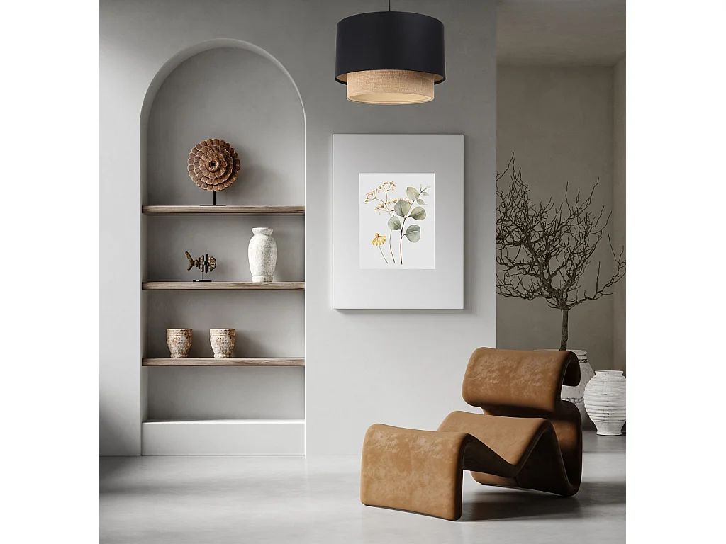 Suspension Duo Boho Jute Naturel, Satin noir