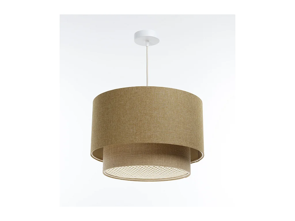 Suspension Duo avec diffuseur en rotin