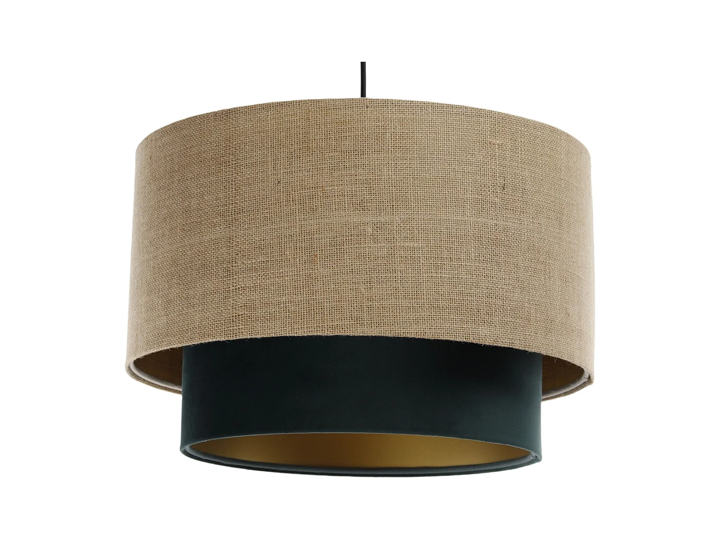 Suspension Duo Boho Jute Naturel, Velours vert