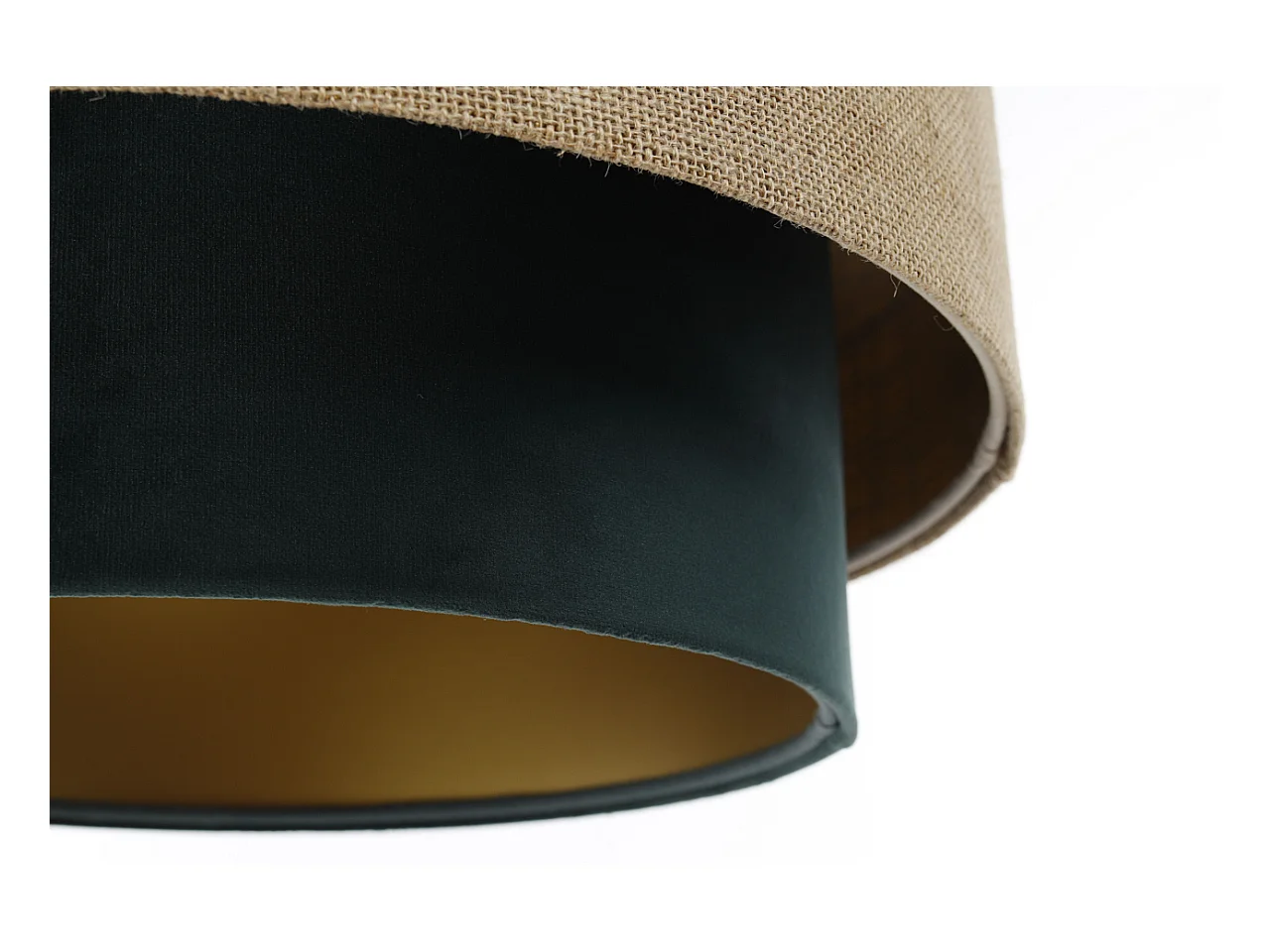 Suspension Duo Boho Jute Naturel, Velours vert