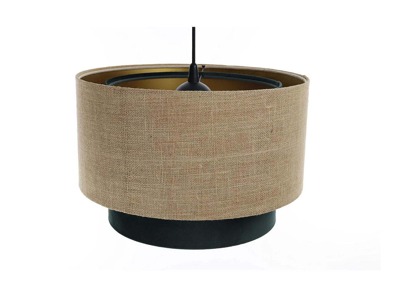 Suspension Duo Boho Jute Naturel, Velours vert