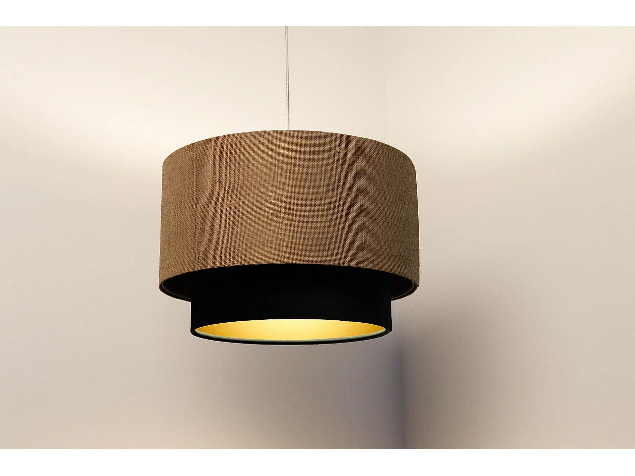 Suspension Duo Boho Jute Naturel, Velours vert