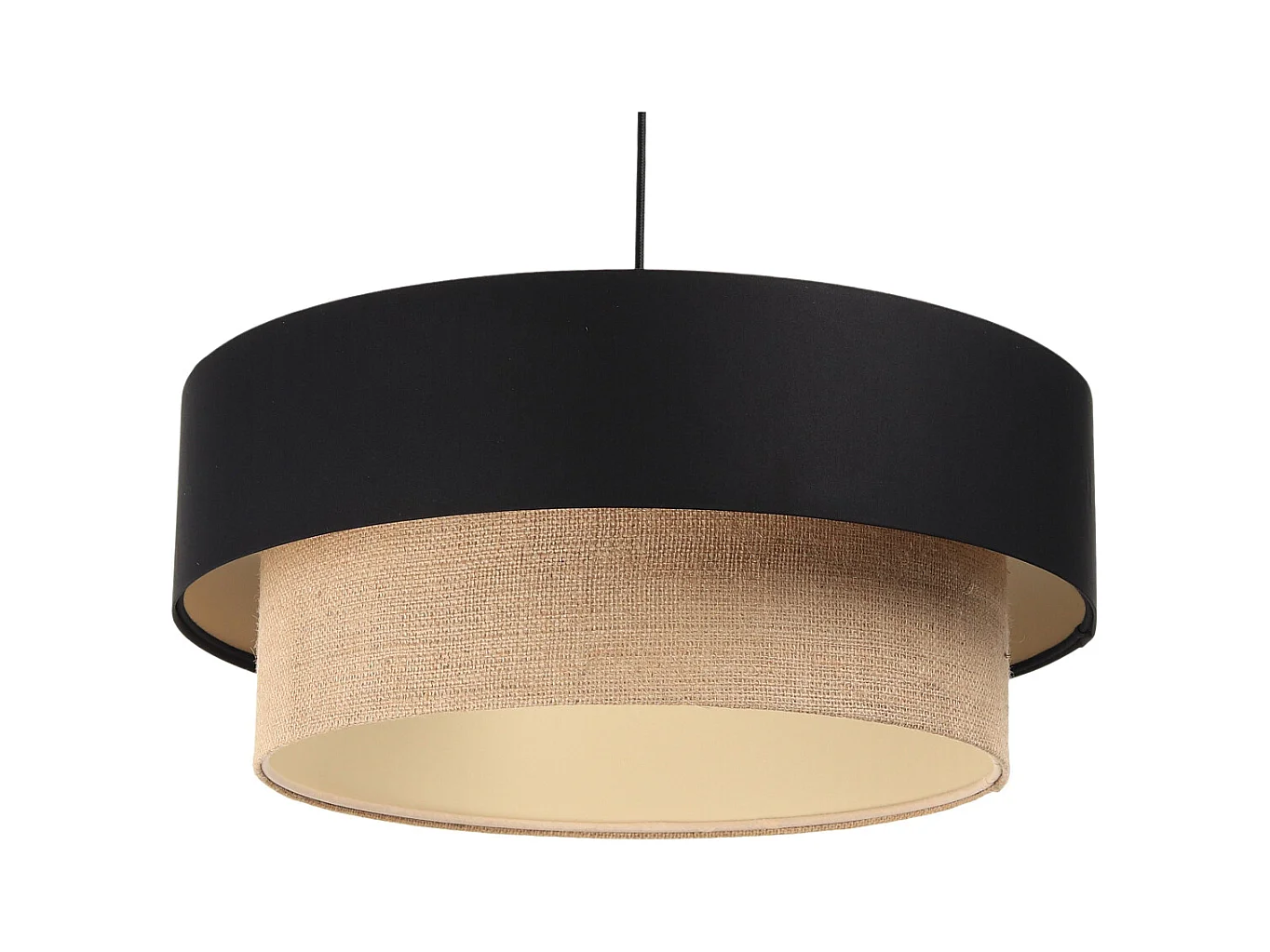 Suspension Duo Boho Jute Naturel, Satin noir