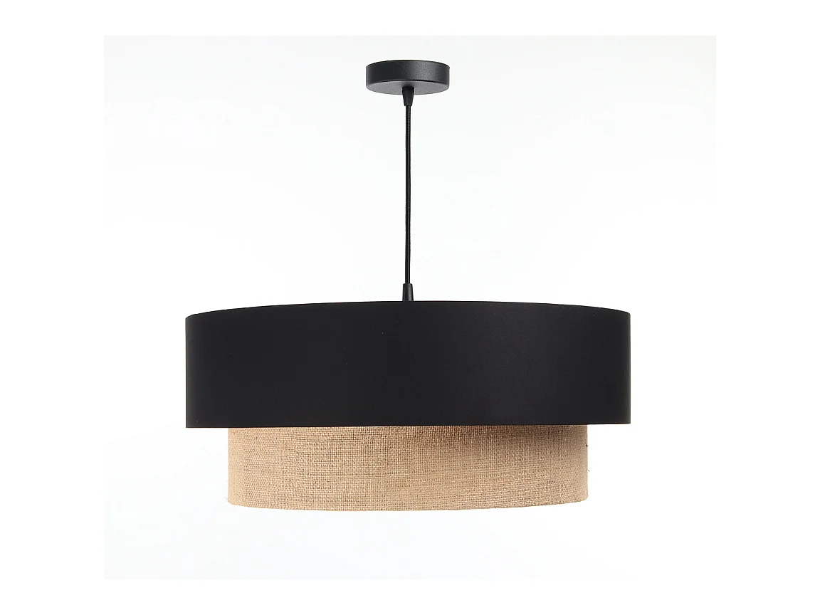 Suspension Duo Boho Jute Naturel, Satin noir