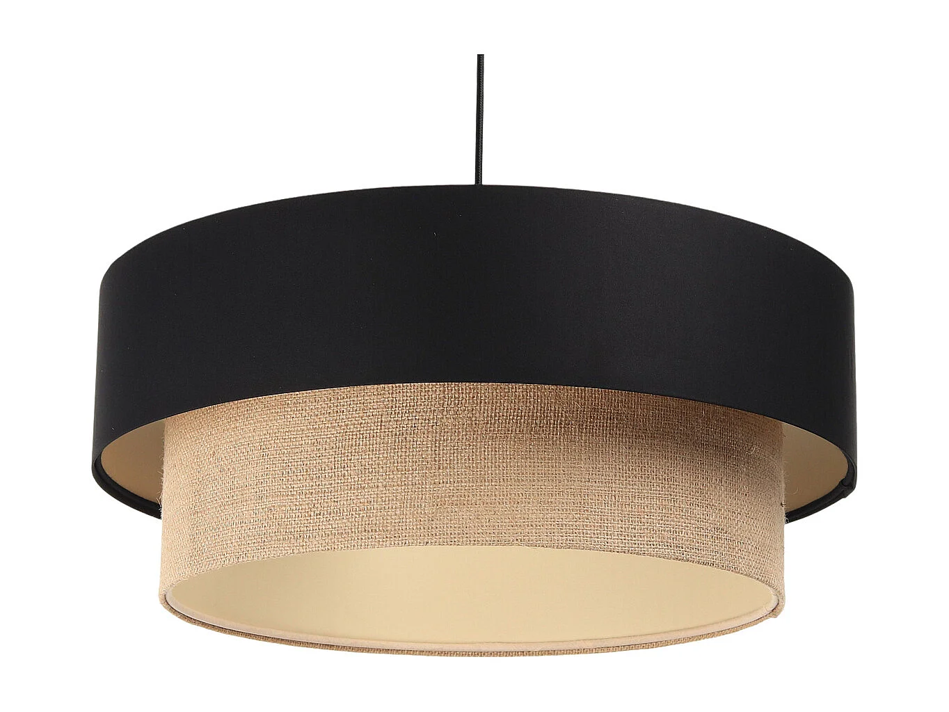 Suspension Duo Boho Jute Naturel, Satin noir