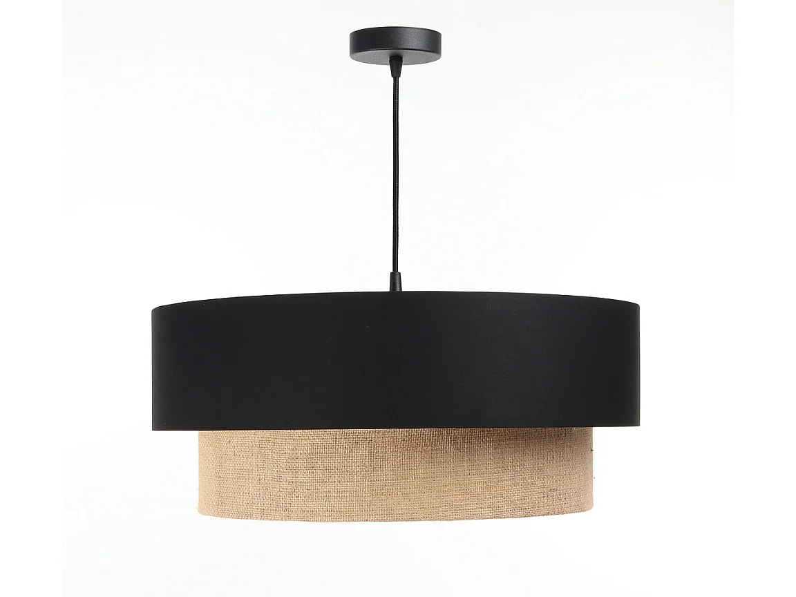 Suspension Duo Boho Jute Naturel, Satin noir
