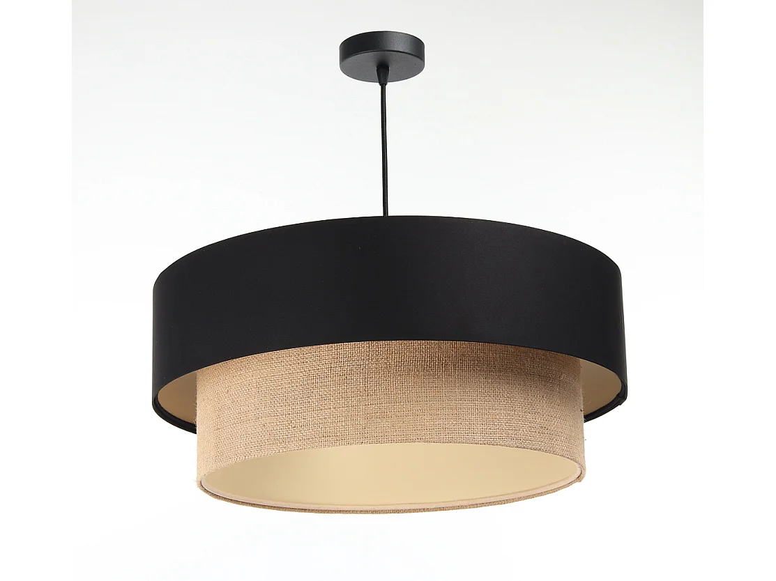 Suspension Duo Boho Jute Naturel, Satin noir