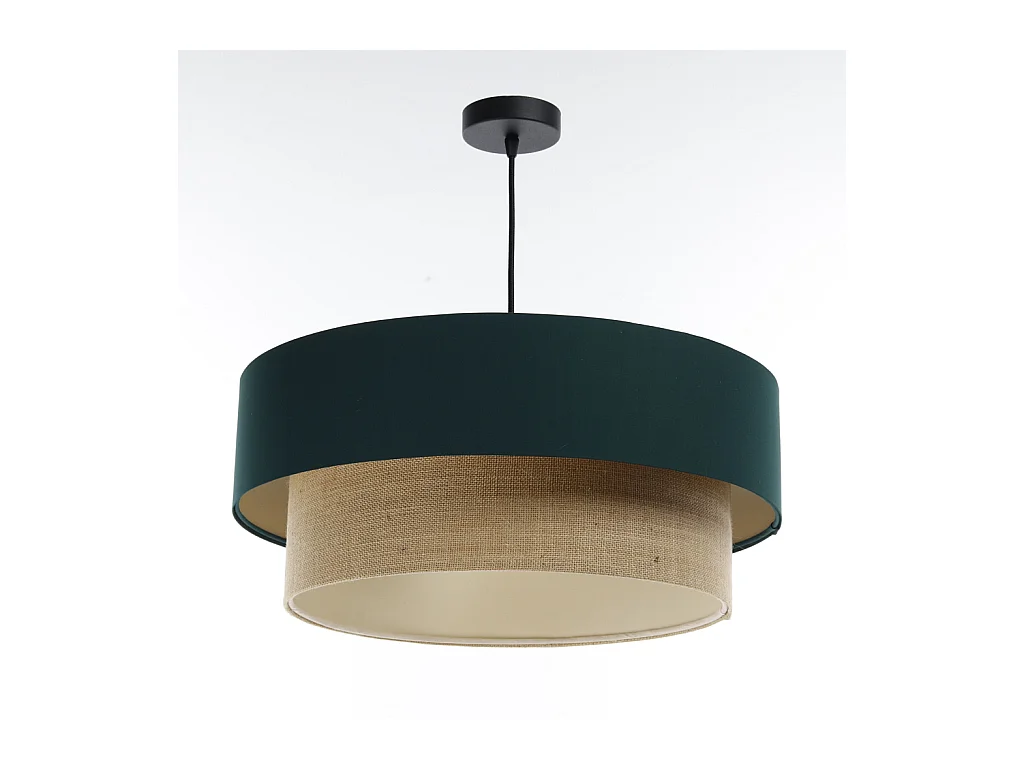 Suspension Duo Boho Jute Naturel, Satin vert