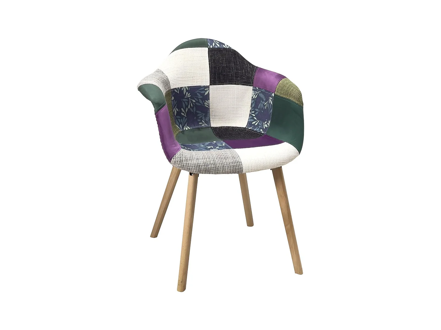 Lot de 2 Chaises Scandinaves avec accoudoirs, NERA (Patchwork Méditerranéen)