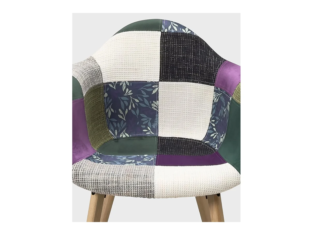 Lot de 2 Chaises Scandinaves avec accoudoirs, NERA (Patchwork Méditerranéen)