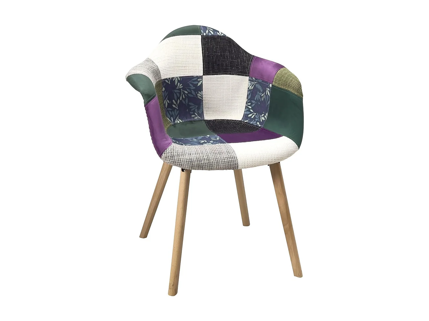 Lot de 2 Chaises Scandinaves avec accoudoirs, NERA (Patchwork Méditerranéen)