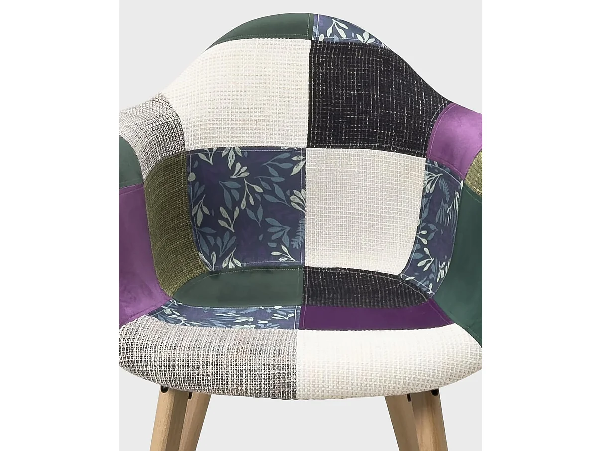 Lot de 2 Chaises Scandinaves avec accoudoirs, NERA (Patchwork Méditerranéen)