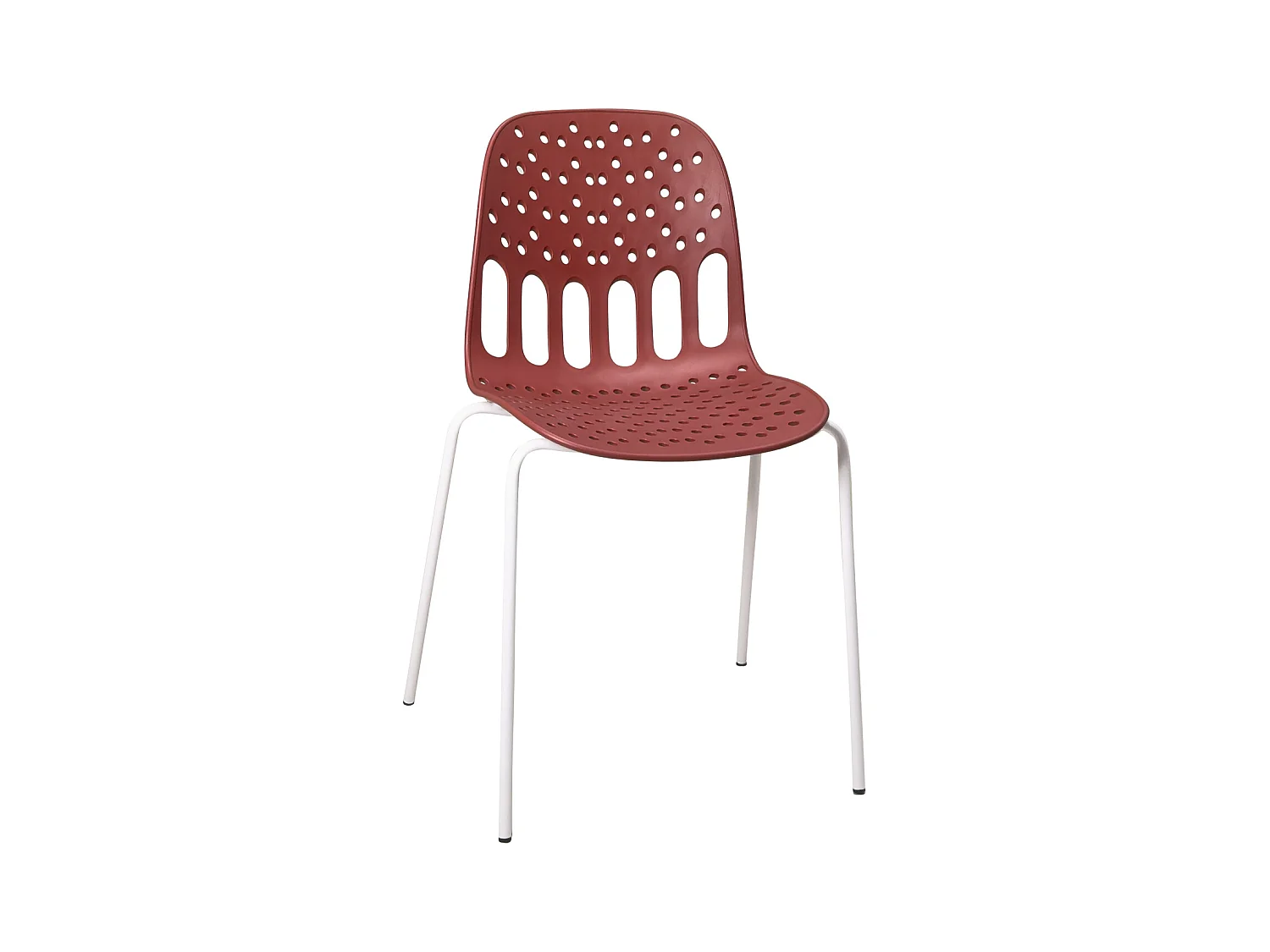 Chaises de cuisine design, lot de 4, empilables, pied, métal KIO (rouge blanc)
