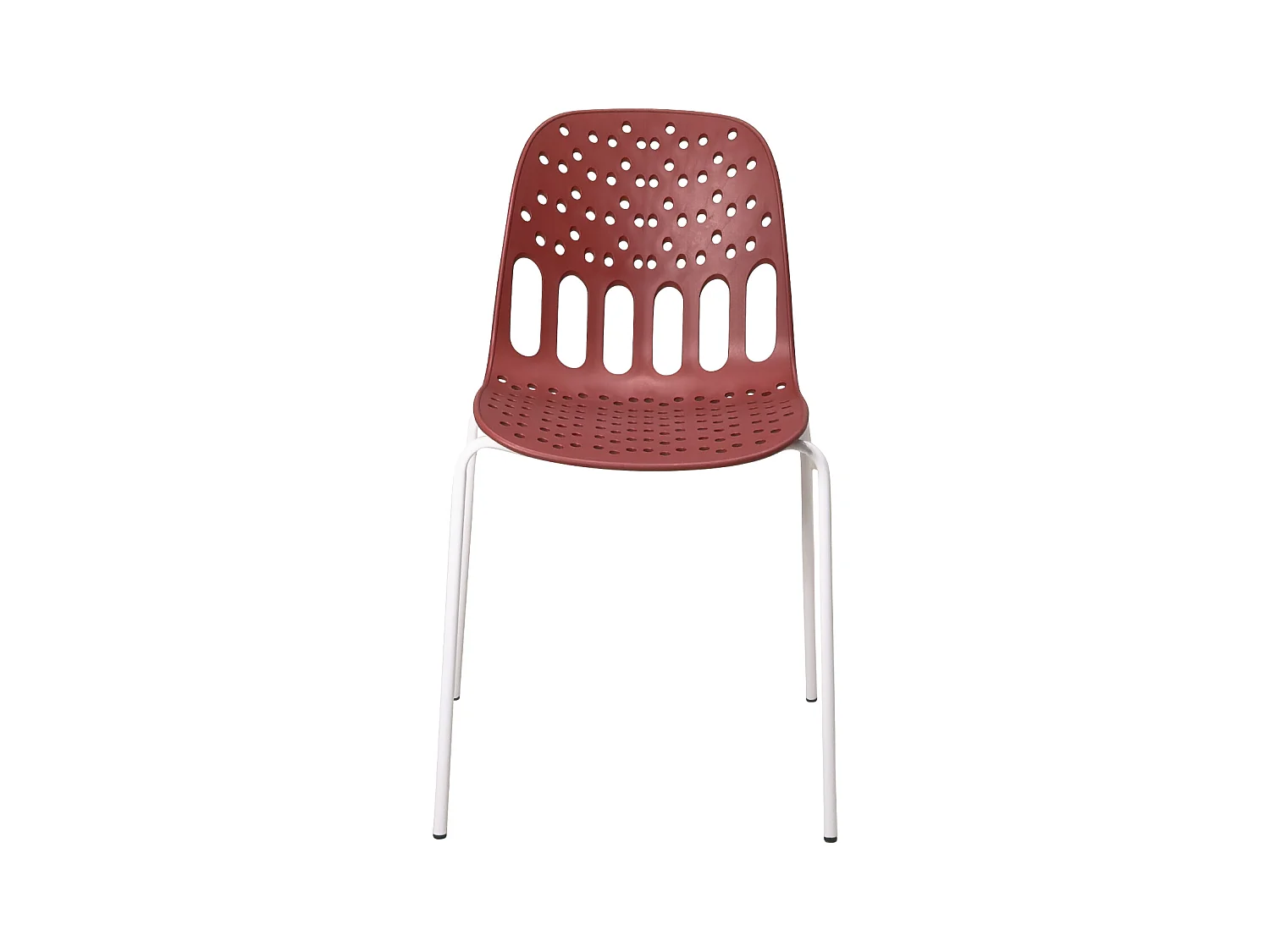 Chaises de cuisine design, lot de 4, empilables, pied, métal KIO (rouge blanc)