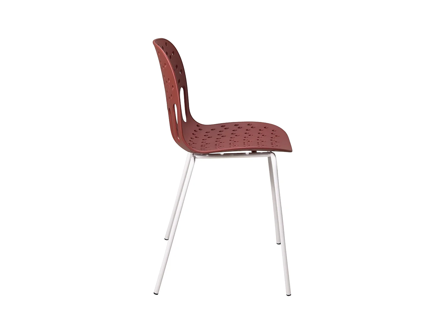 Chaises de cuisine design, lot de 4, empilables, pied, métal KIO (rouge blanc)