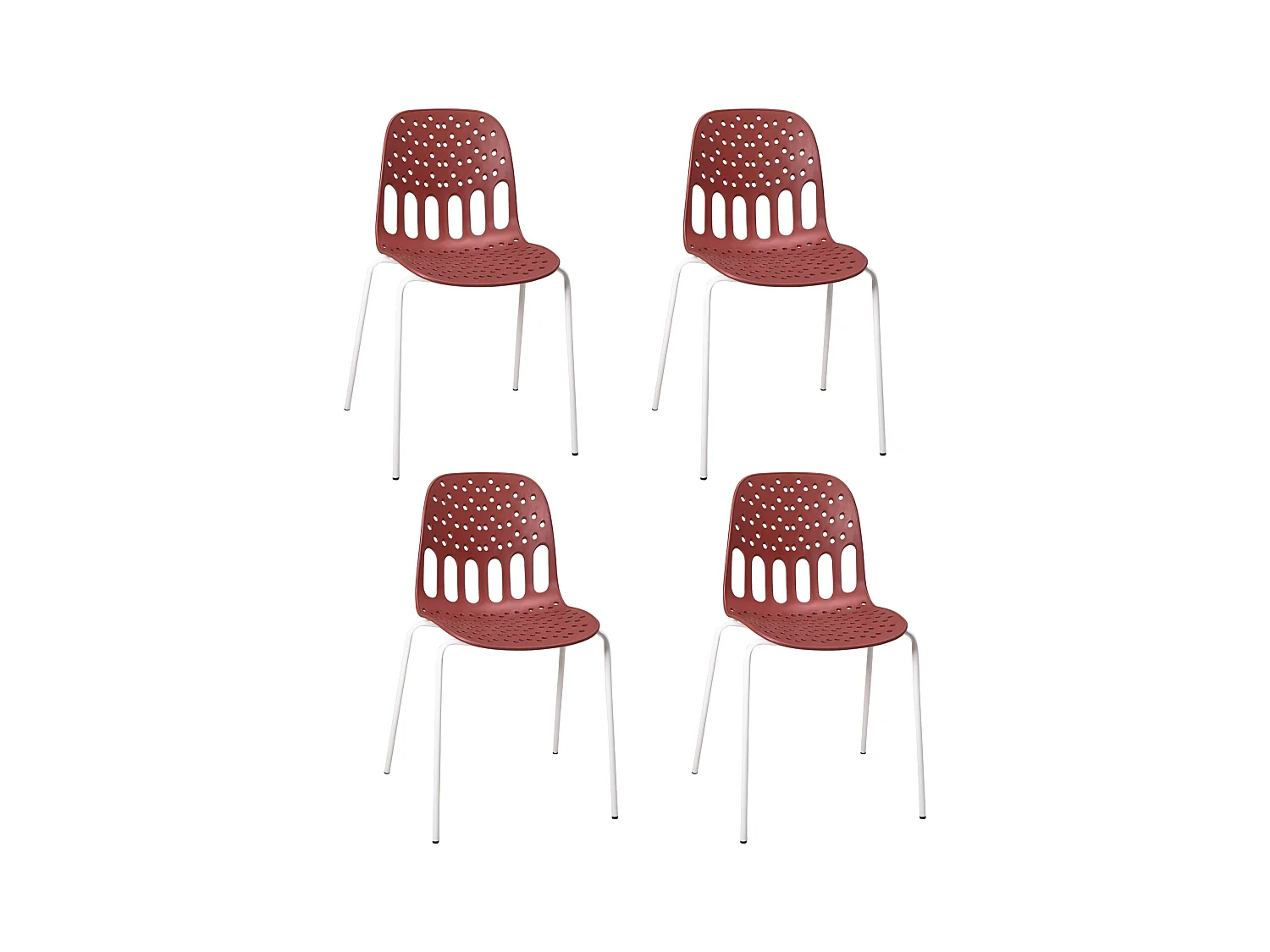 Design Keukenstoelen, Set van 4, opstapbaar, metalen, poot KIO (Rood-Wit)