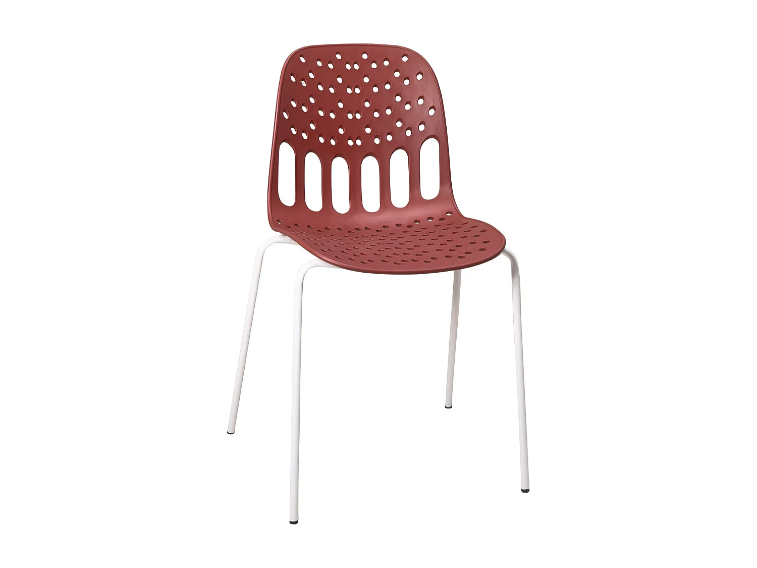 Chaises de cuisine design, lot de 4, empilables, pied, métal KIO (rouge blanc)