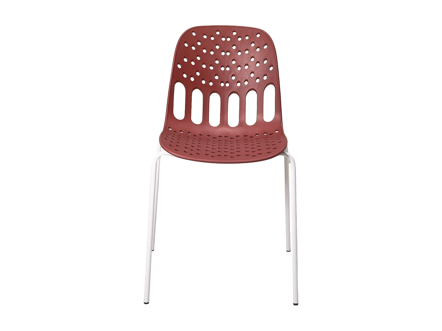 Chaises de cuisine design, lot de 4, empilables, pied, métal KIO (rouge blanc)