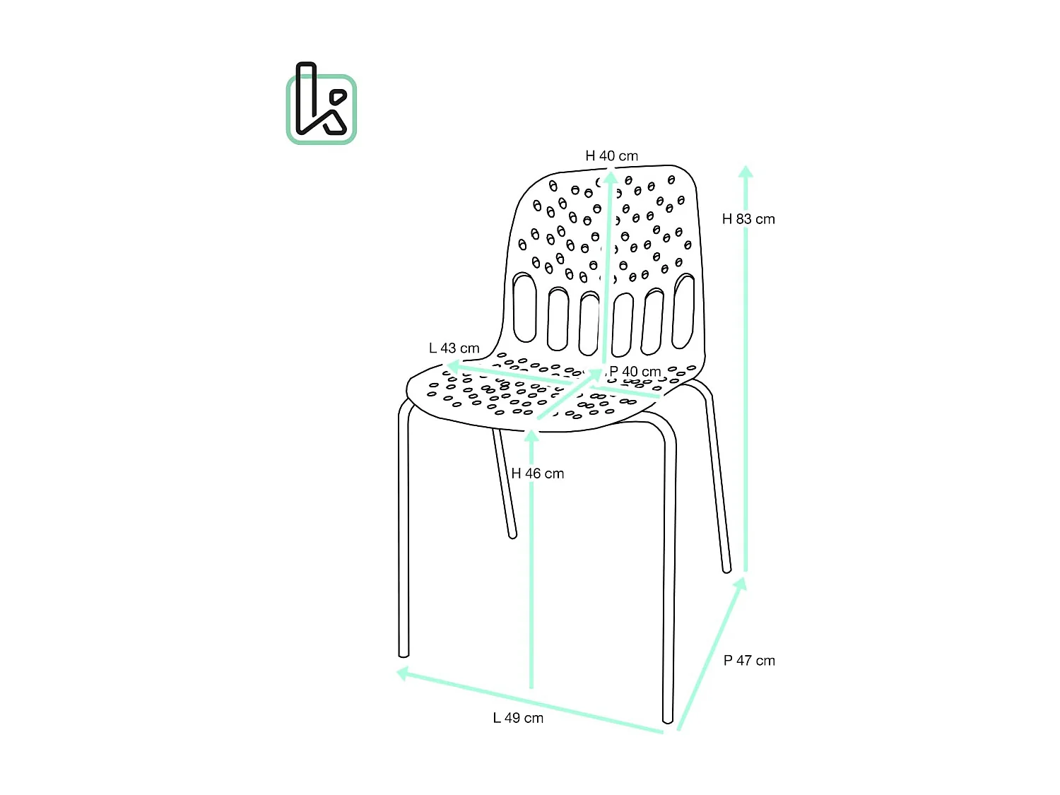Chaises de cuisine design, lot de 4, empilables, pied, métal KIO (rouge blanc)