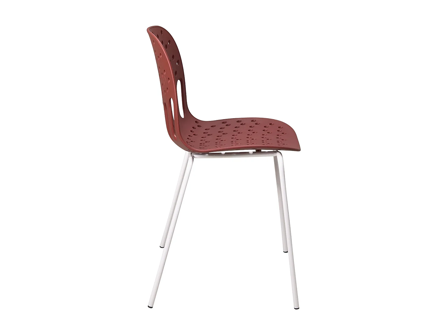 Chaises de cuisine design, lot de 4, empilables, pied, métal KIO (rouge blanc)