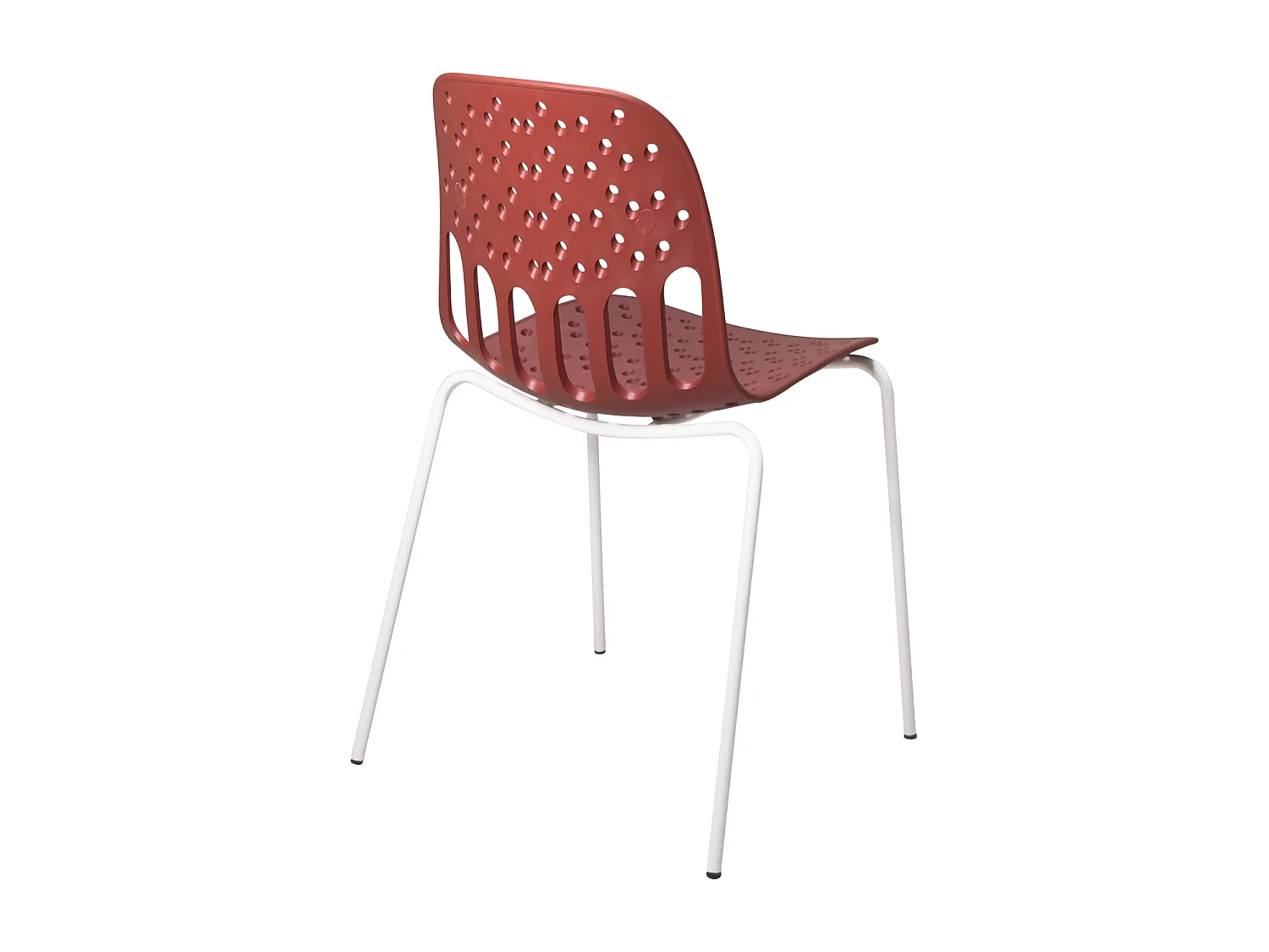 Chaises de cuisine design, lot de 4, empilables, pied, métal KIO (rouge blanc)