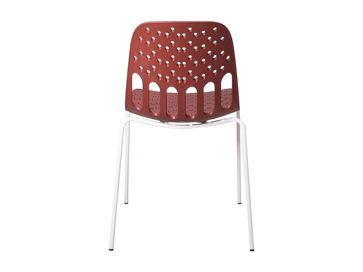 Chaises de cuisine design, lot de 4, empilables, pied, métal KIO (rouge blanc)