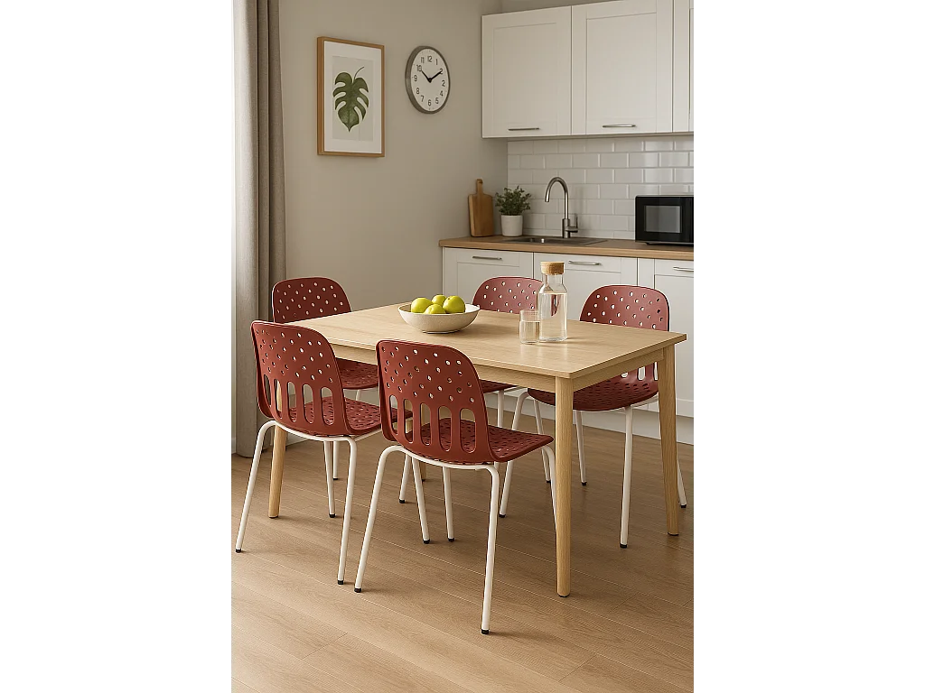 Design Keukenstoelen, Set van 4, opstapbaar, metalen, poot KIO (Rood-Wit)