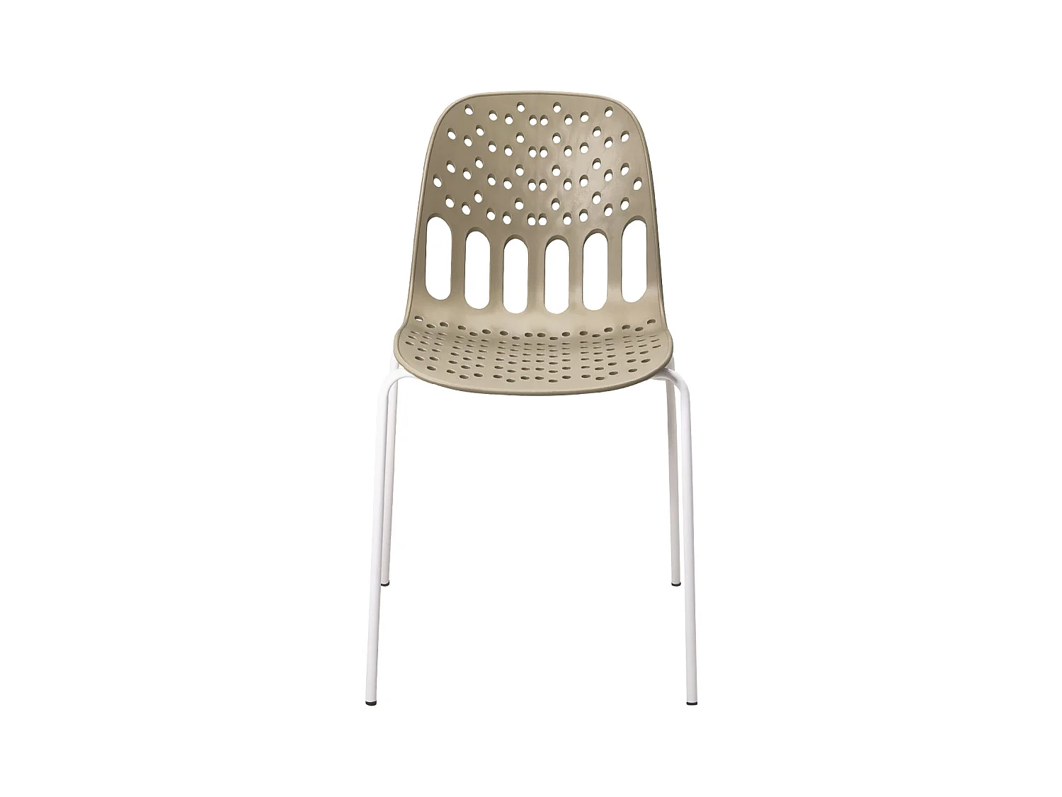 Chaises de cuisine design, lot de 4, empilables, pied, métal KIO (kaki blanc)
