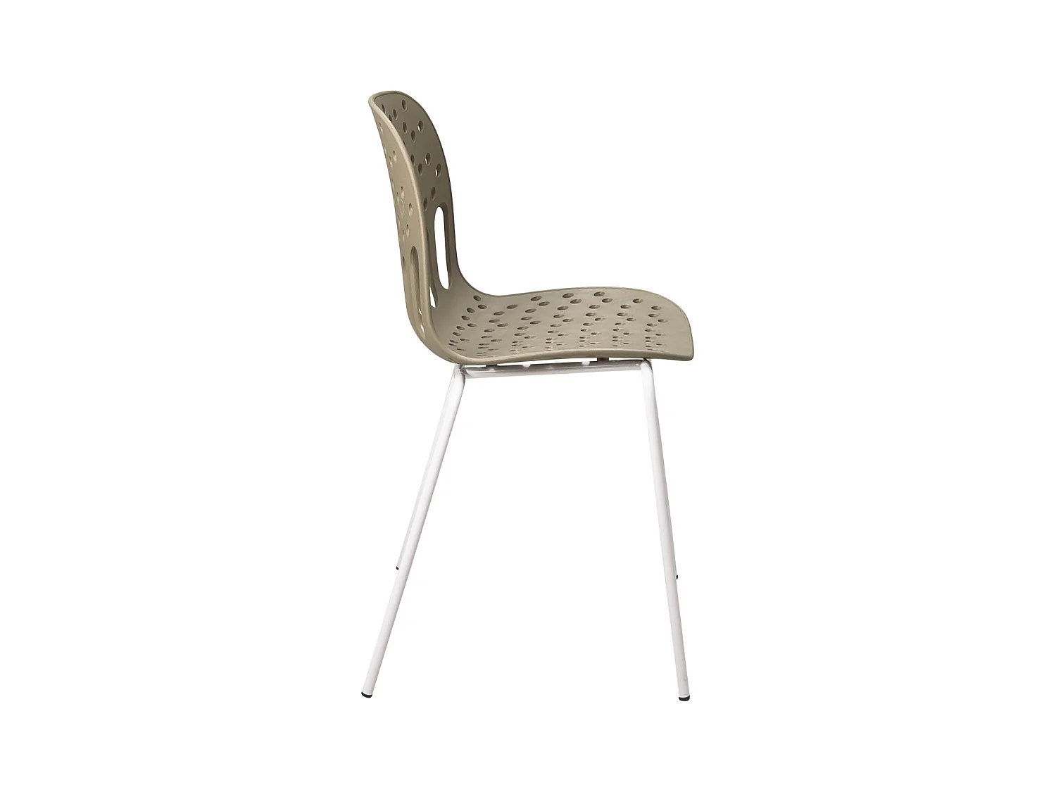 Chaises de cuisine design, lot de 4, empilables, pied, métal KIO (kaki blanc)