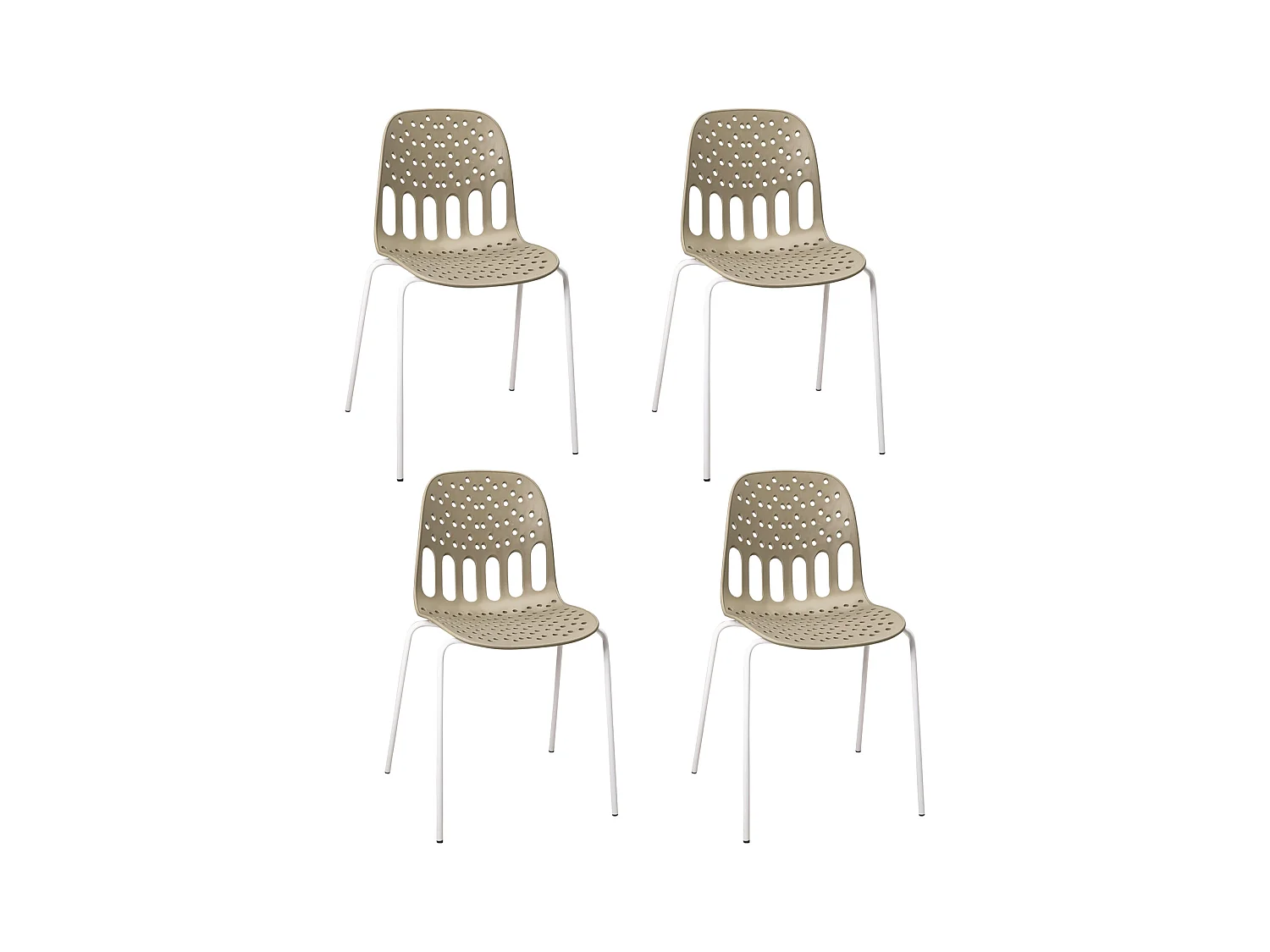 Design Keukenstoelen, Set van 4, opstapbaar, metalen, poot KIO (Kaki-Wit)