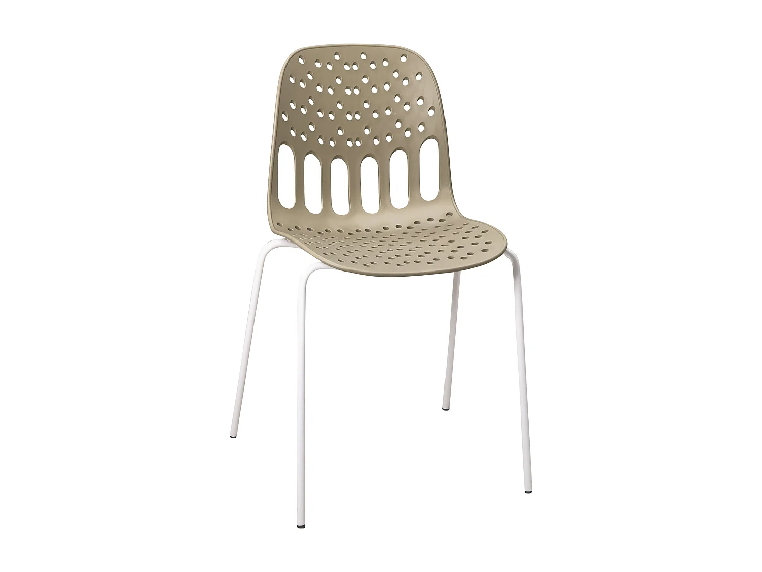 Chaises de cuisine design, lot de 4, empilables, pied, métal KIO (kaki blanc)