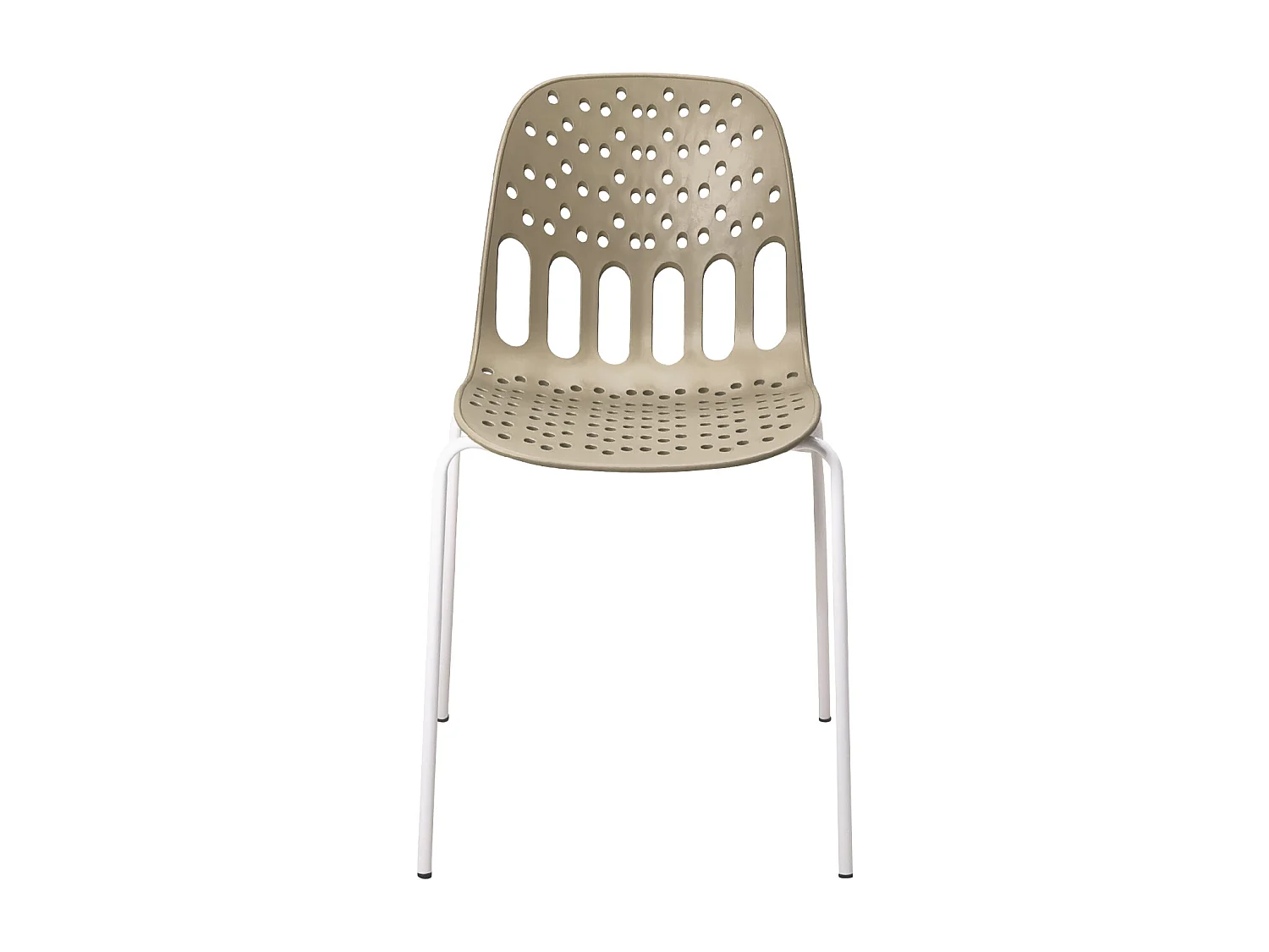 Chaises de cuisine design, lot de 4, empilables, pied, métal KIO (kaki blanc)