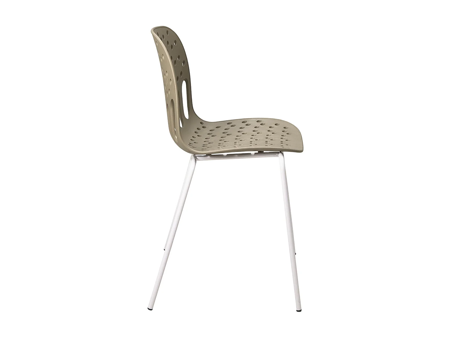 Chaises de cuisine design, lot de 4, empilables, pied, métal KIO (kaki blanc)