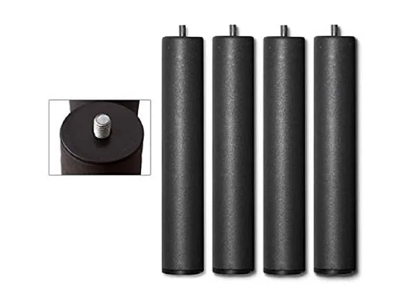 Pack de 4 patas cilíndricas de 26x6x6 cm para somier de metal con rosca en gris oscuro