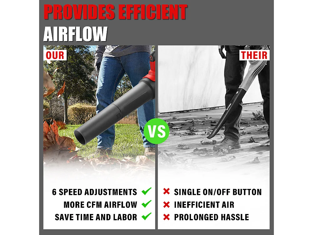 Souffleur de feuilles électrique, 6 modes de vitesse, 450 cfm/130 mph